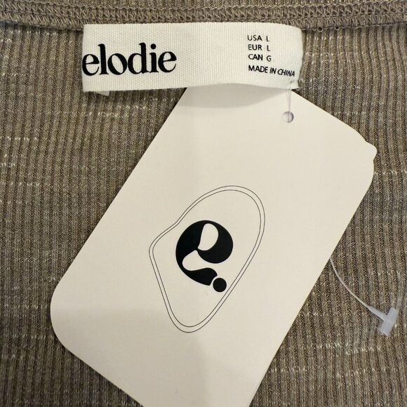 Women's Long Sleeve Ruffled Edge Top, Light Olive Green - Picture 5 of 6